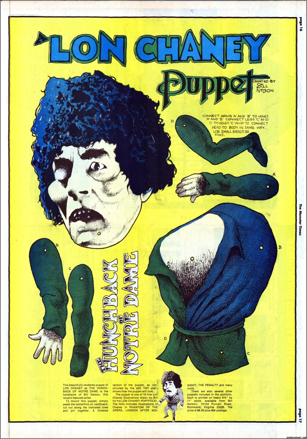 The Monster Times 28 Lon Chaney Puppet Centerfold.