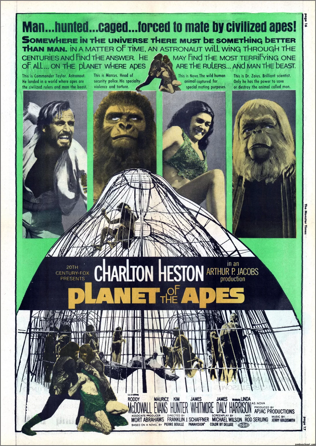 The Monster Times 33 Planet of the Apes Centerfold.