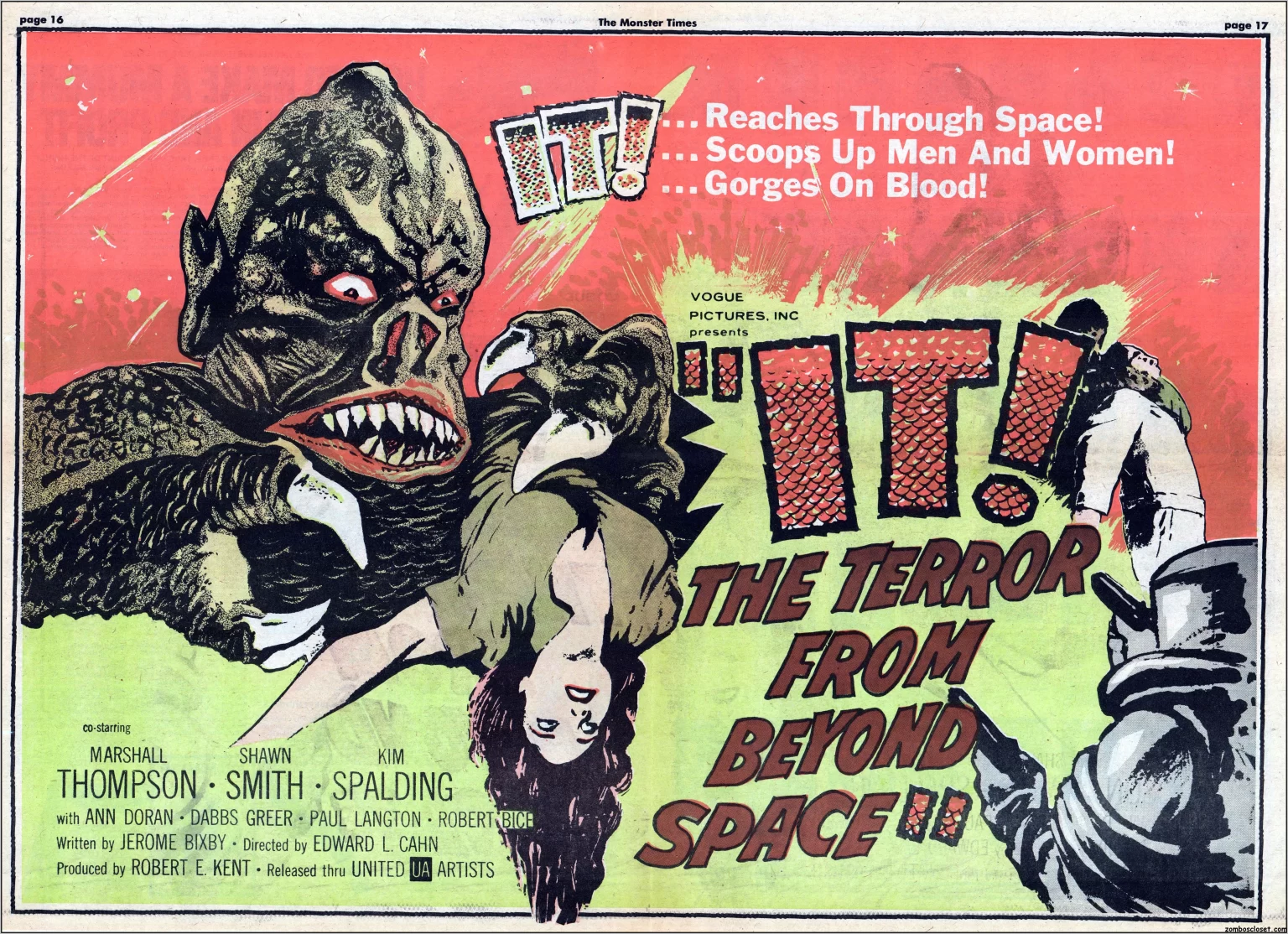 The Monster Times 41 It! The Terror from Beyond Space Centerfold.