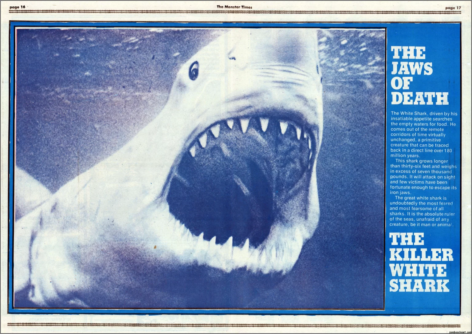 The Monster Times 45 Jaws Centerfold.