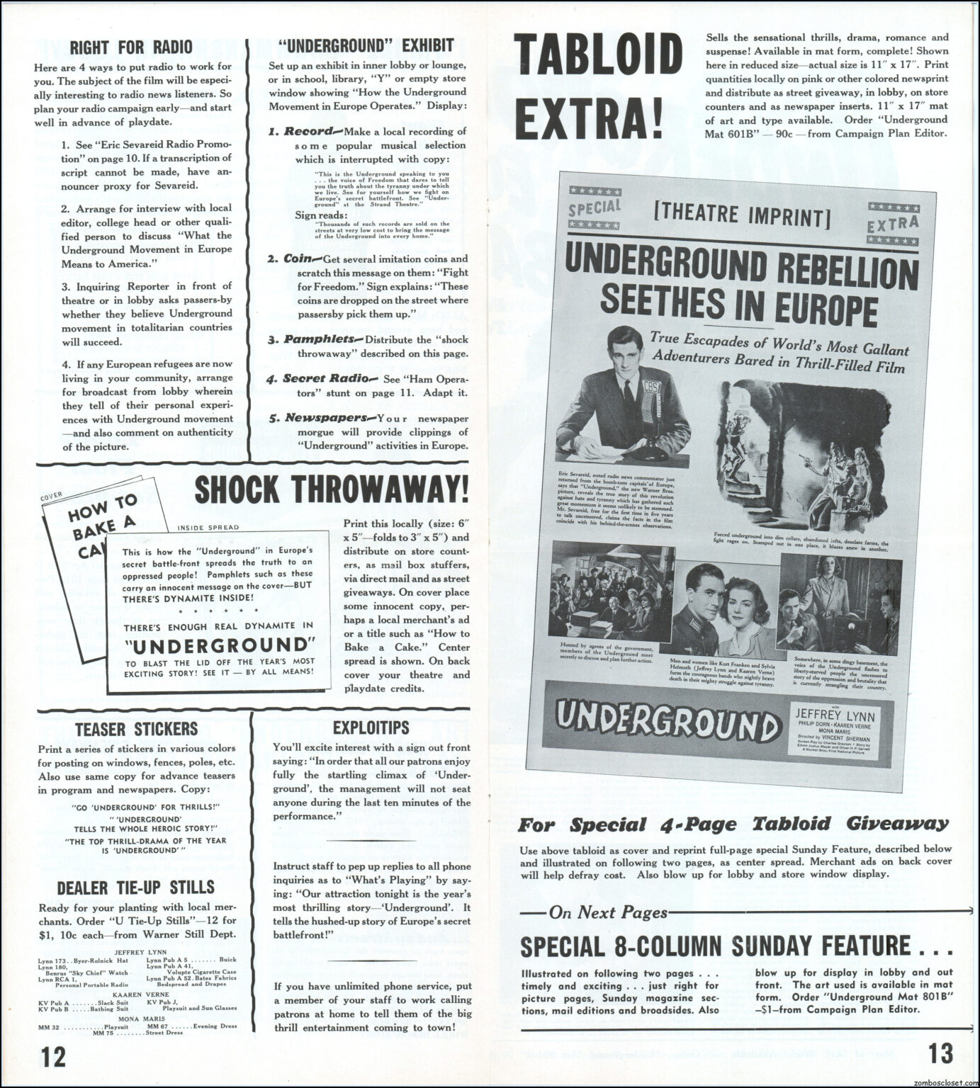 Underground movie pressbook 1941