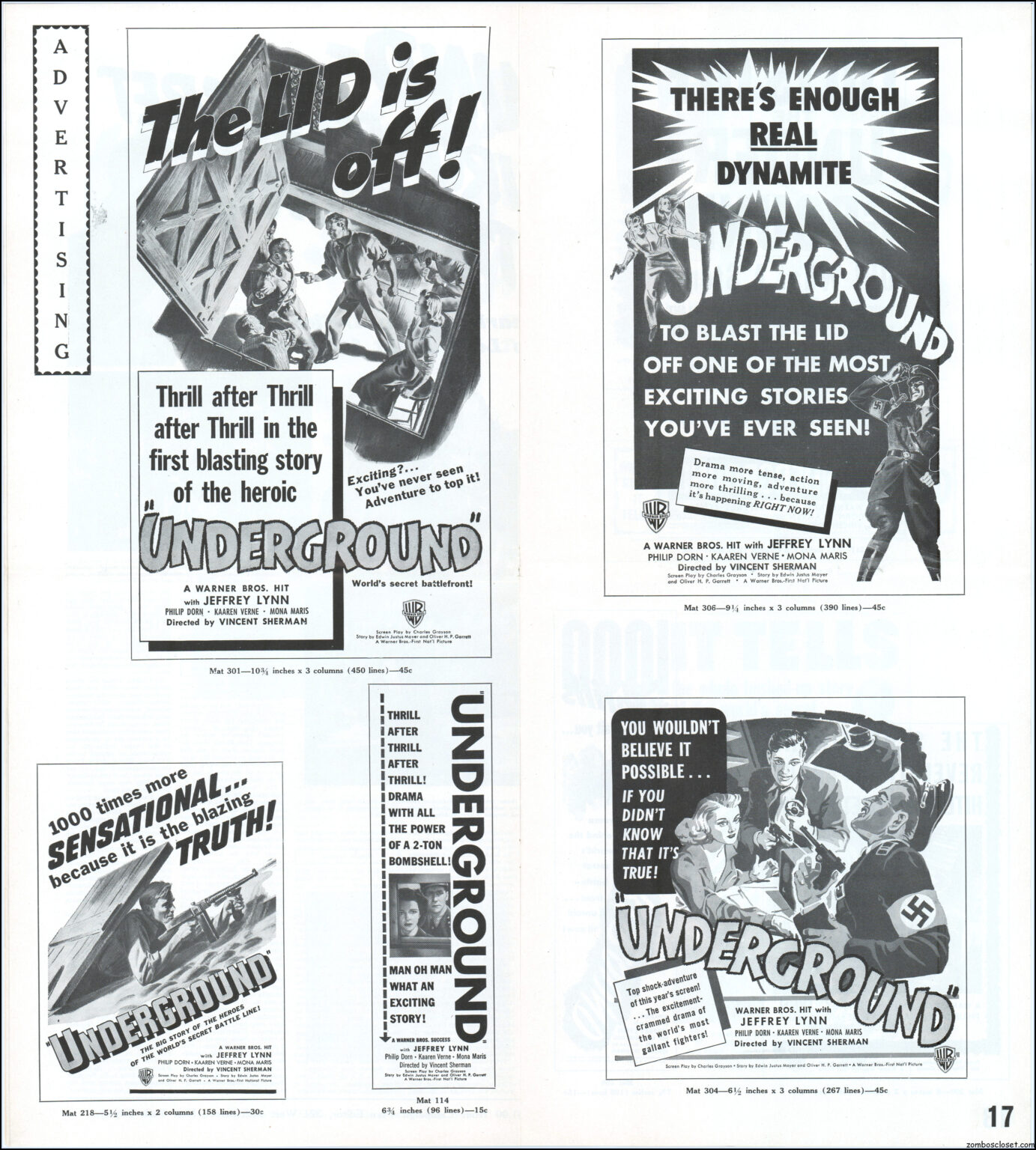 Underground movie pressbook 1941