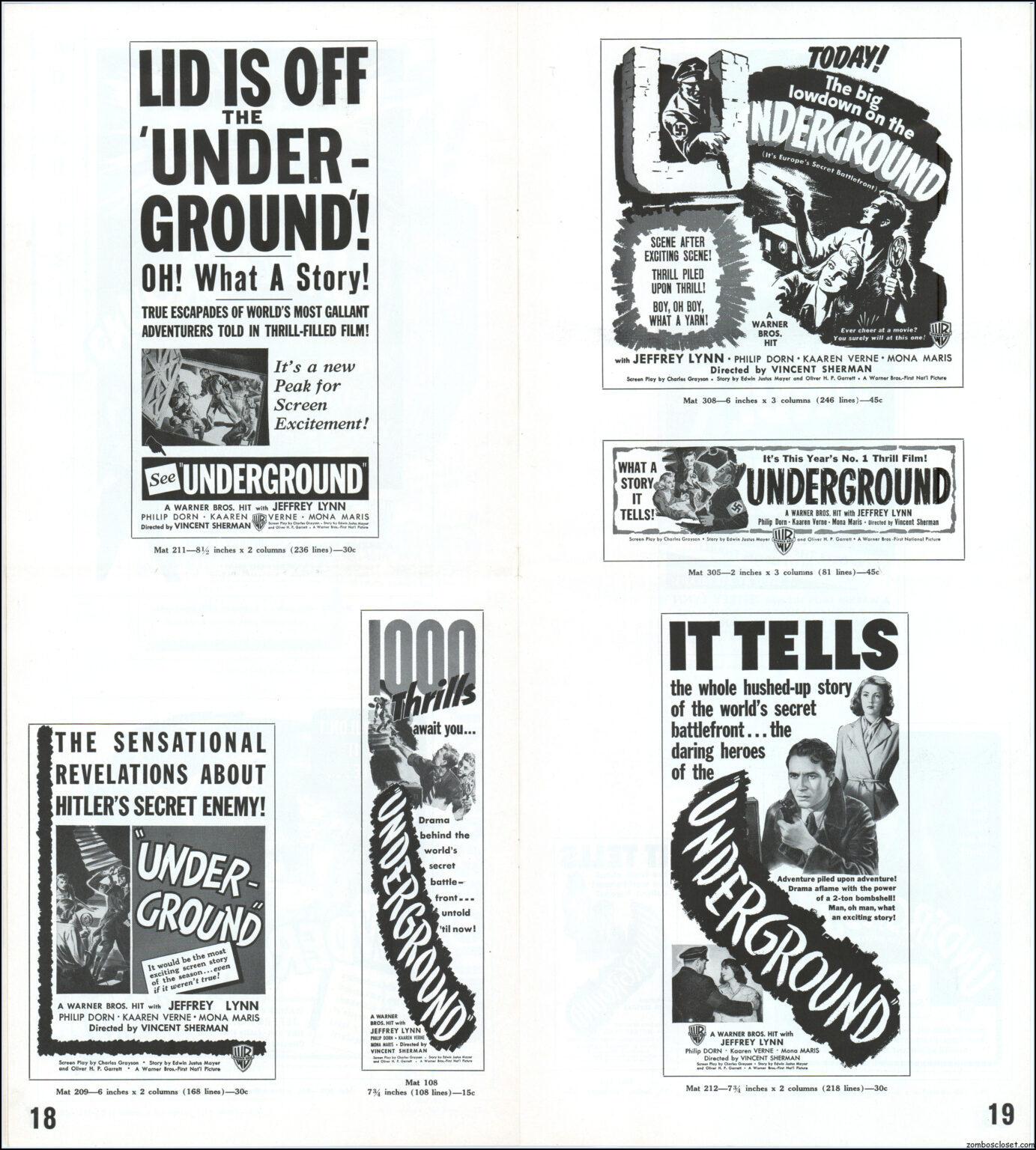 Underground movie pressbook 1941