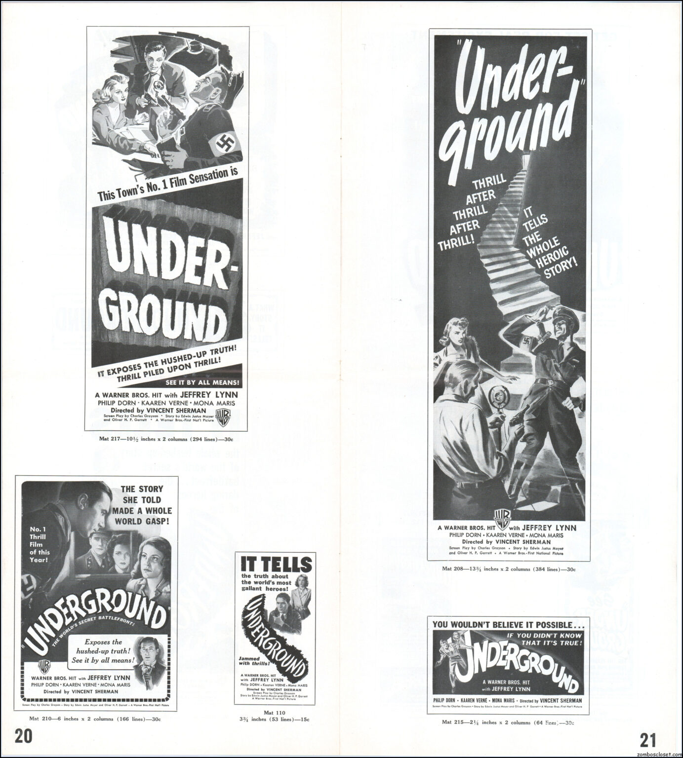 Underground movie pressbook 1941