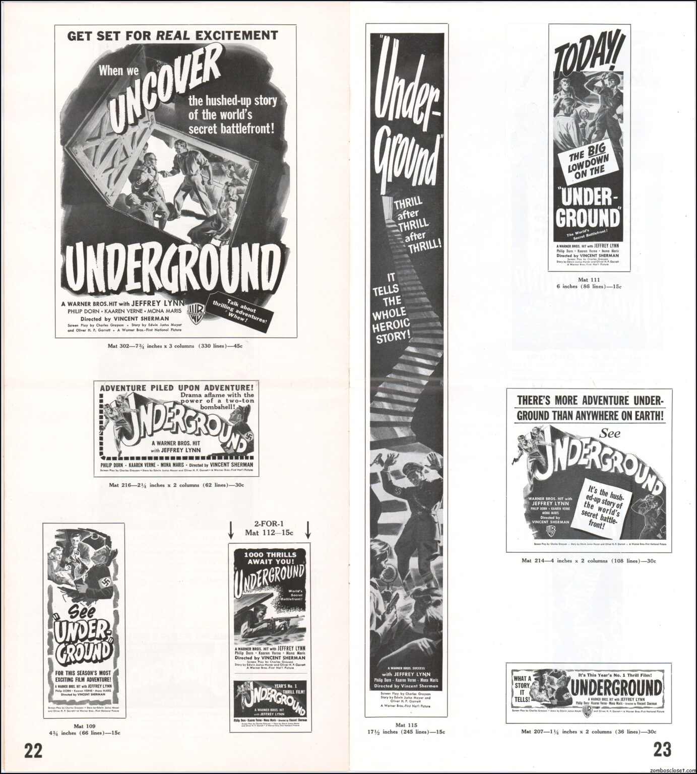 Underground movie pressbook 1941