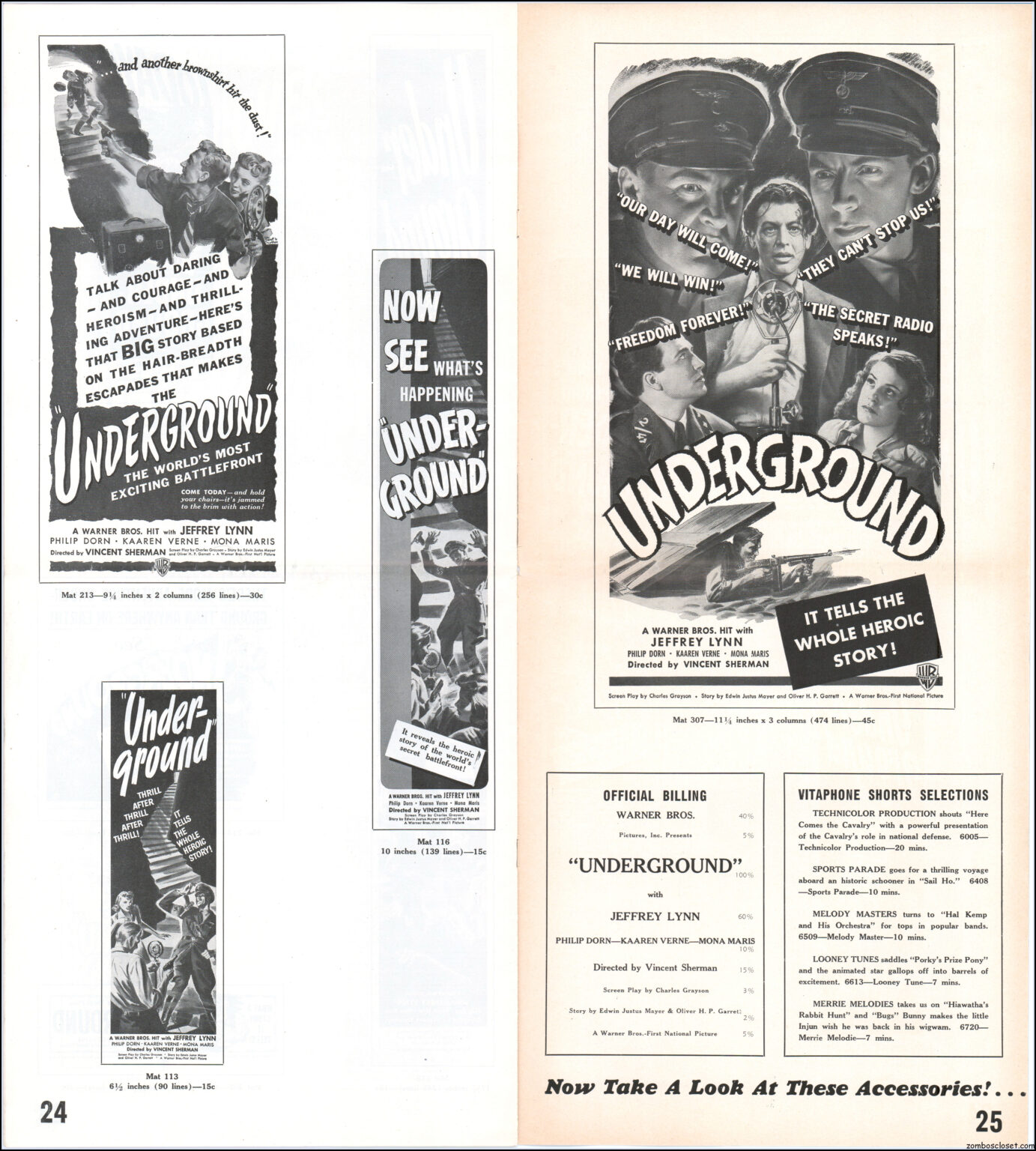 Underground movie pressbook 1941