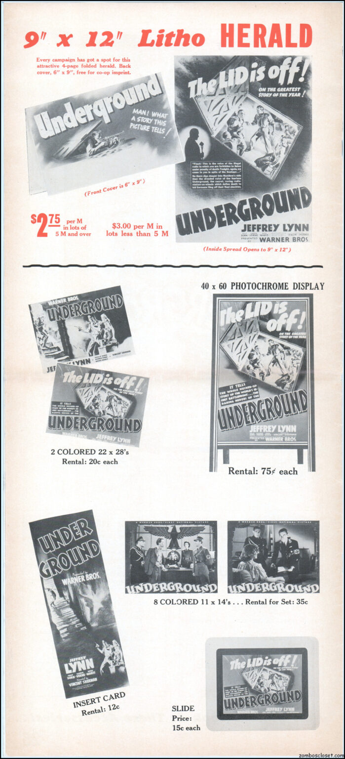 Underground movie pressbook 1941