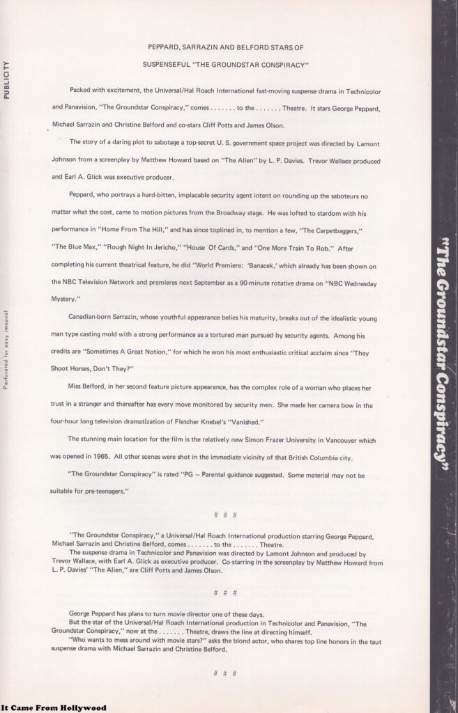 The Groundstar Conspiracy Advertising Supplement