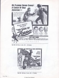 The Sign of Zorro 1960 Pressbook page