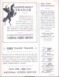 The Sign of Zorro 1960 Pressbook page