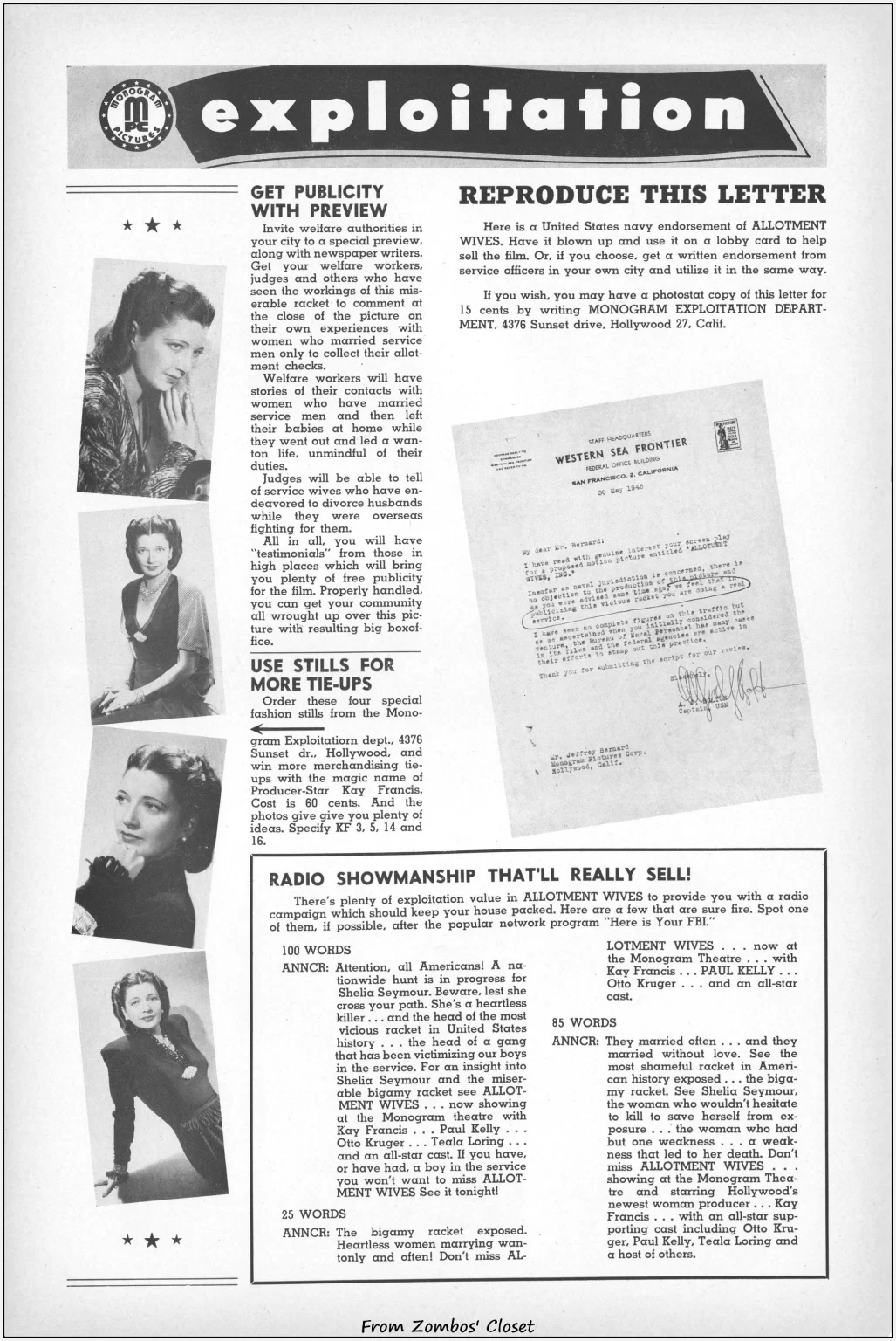 Allotment Wives Monogram picture pressbook Allotment Wives Monogram picture pressbook