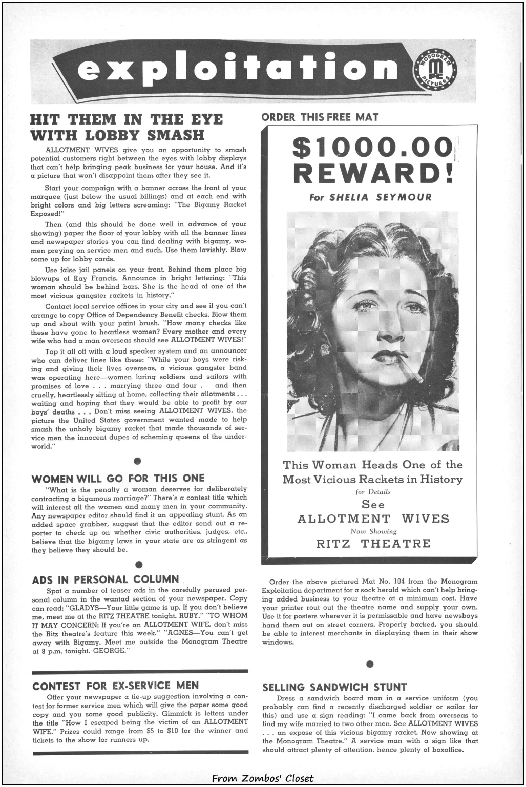 Allotment Wives Monogram picture pressbook Allotment Wives Monogram picture pressbook