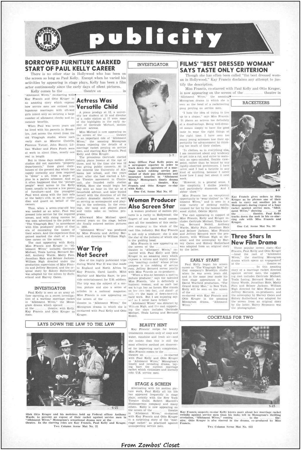 Allotment Wives Monogram picture pressbook Allotment Wives Monogram picture pressbook