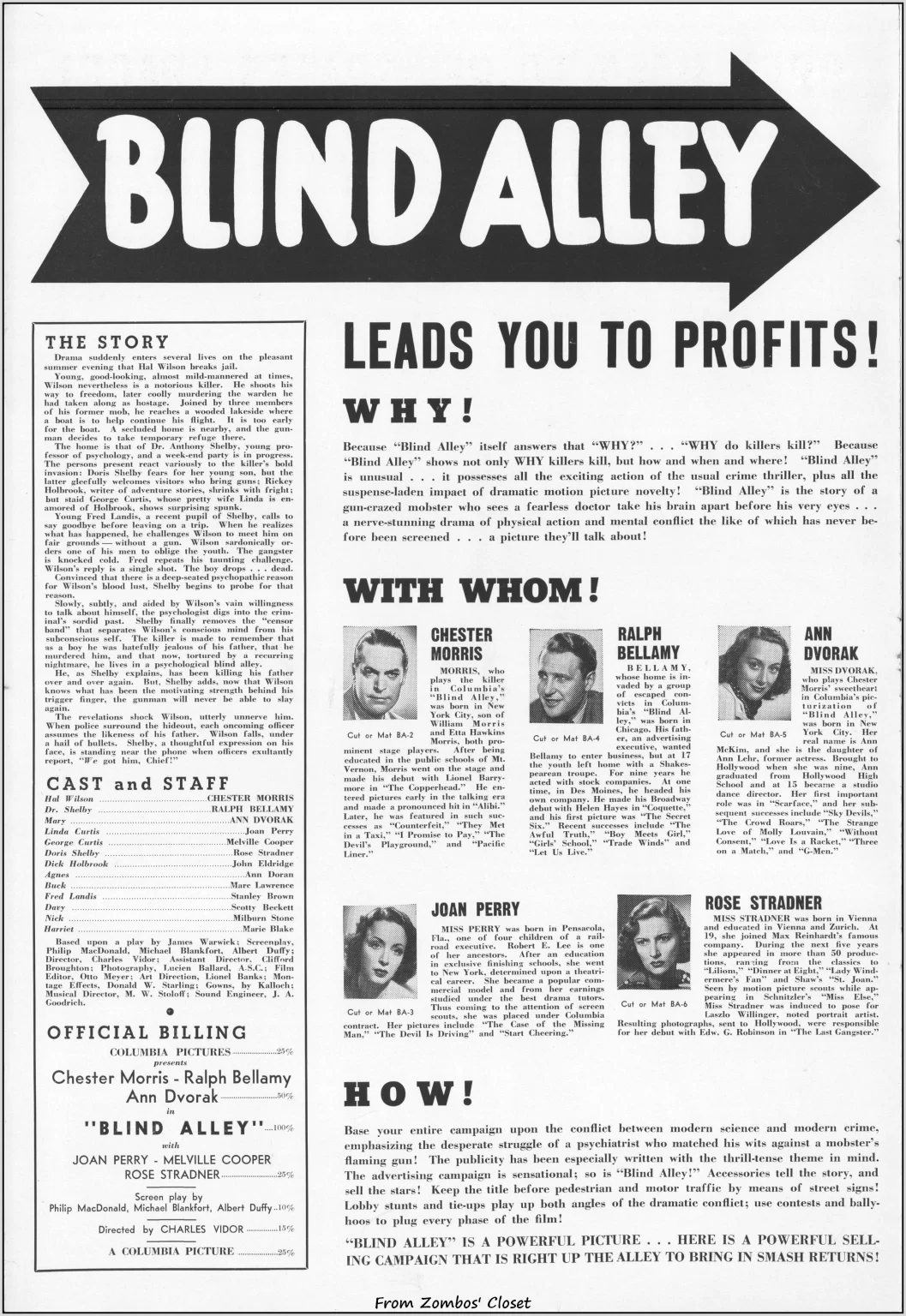 Blind Alley movie pressbook Blind Alley movie pressbook