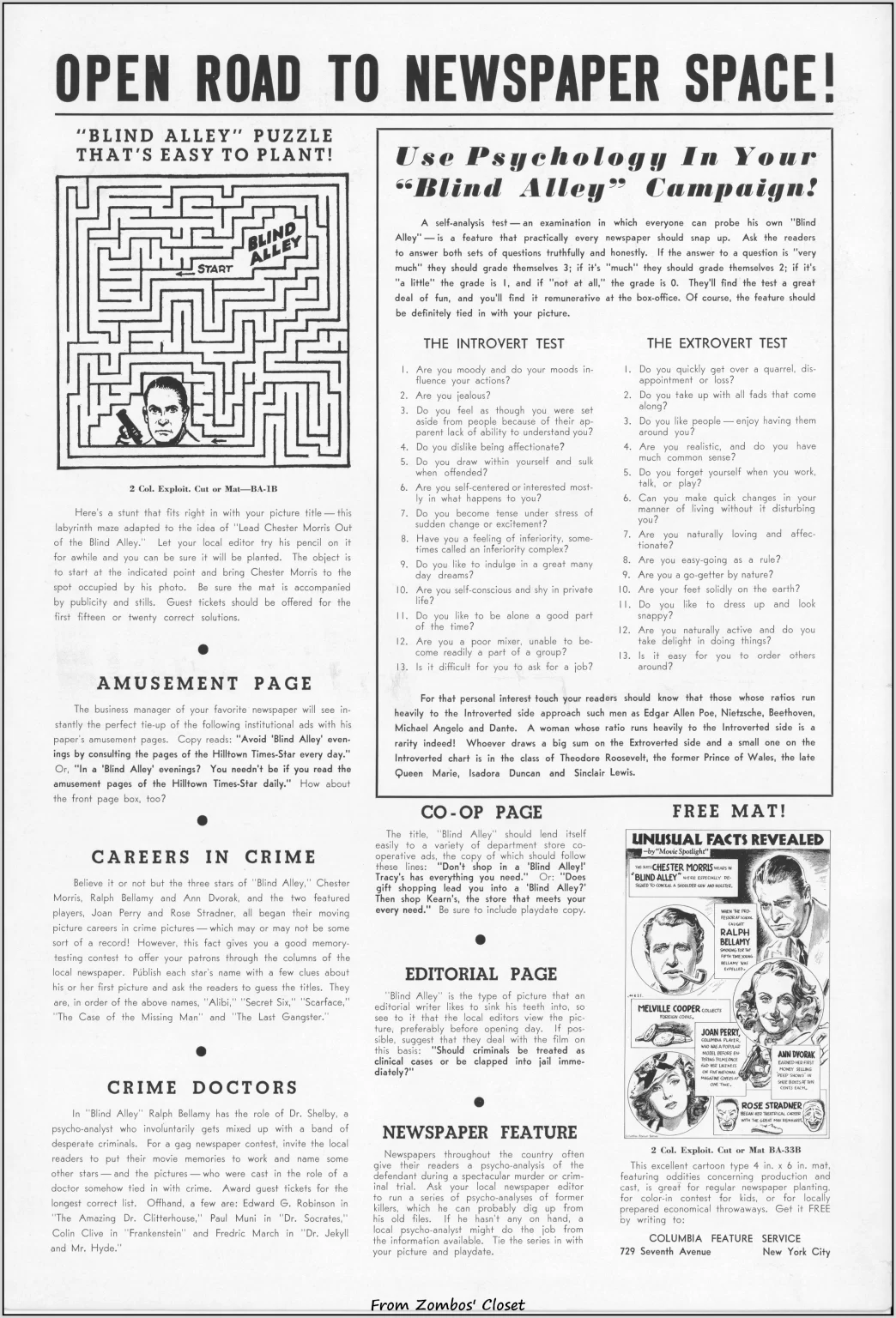 Blind Alley movie pressbook Blind Alley movie pressbook