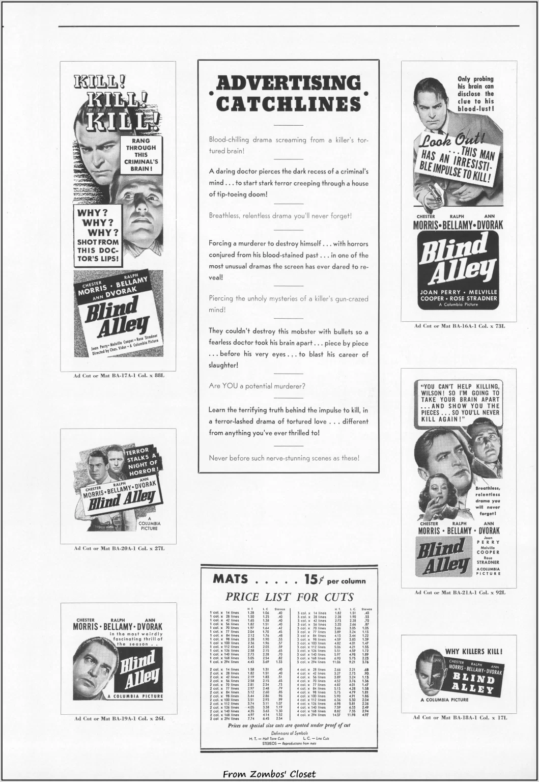 Blind Alley movie pressbook Blind Alley movie pressbook