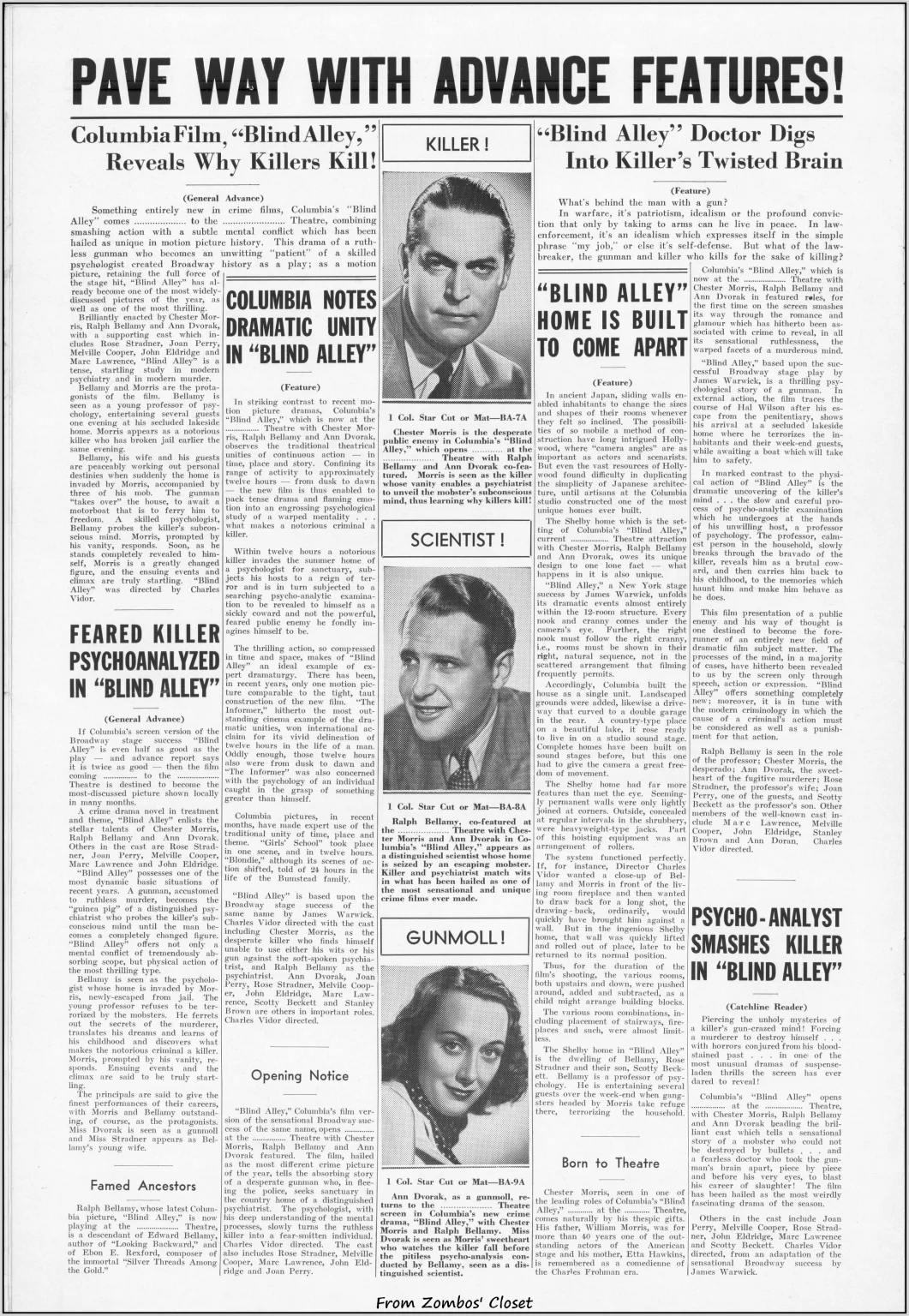 Blind Alley movie pressbook Blind Alley movie pressbook