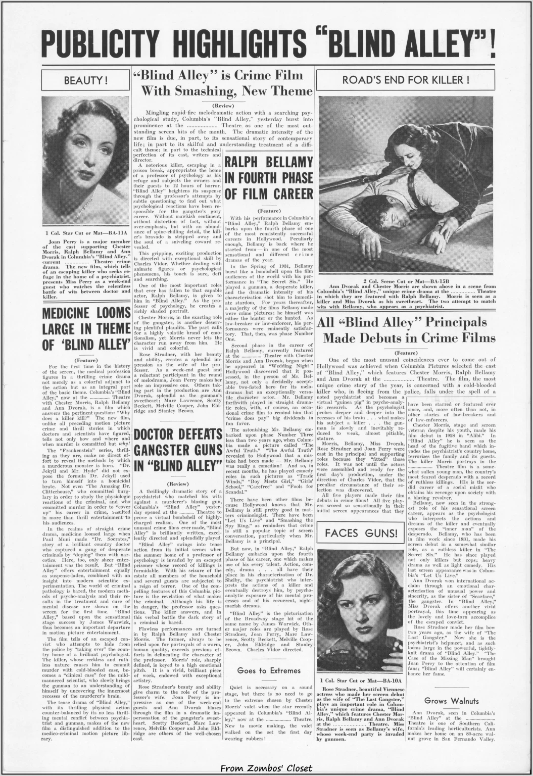 Blind Alley movie pressbook Blind Alley movie pressbook