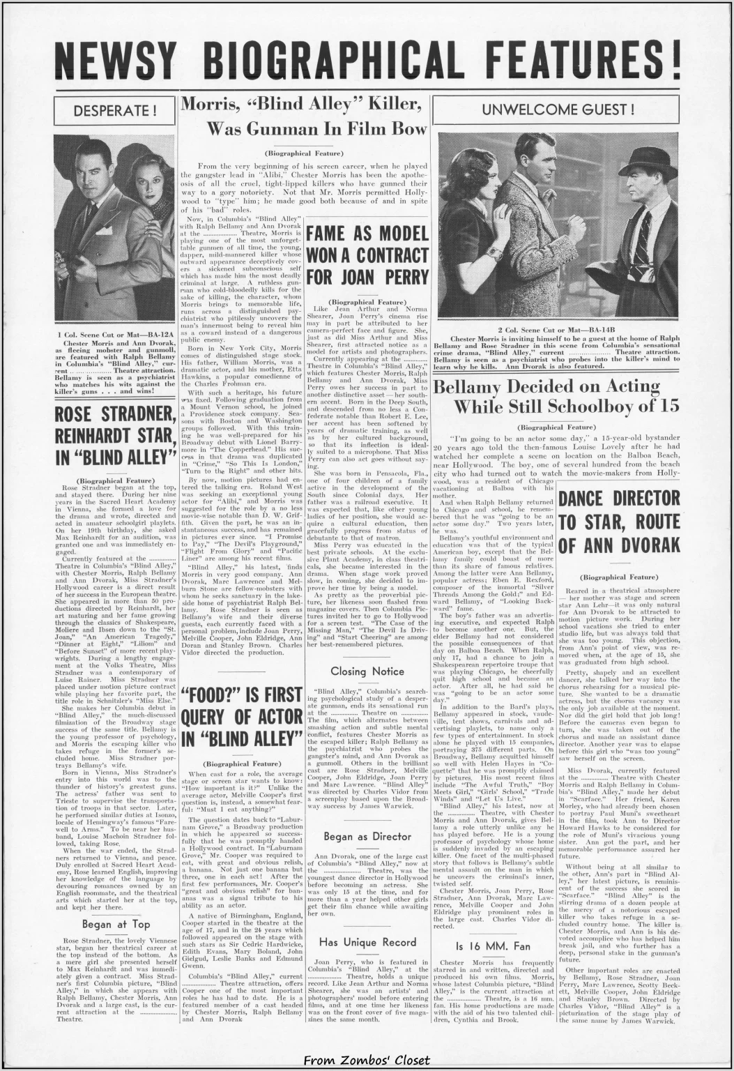 Blind Alley movie pressbook Blind Alley movie pressbook