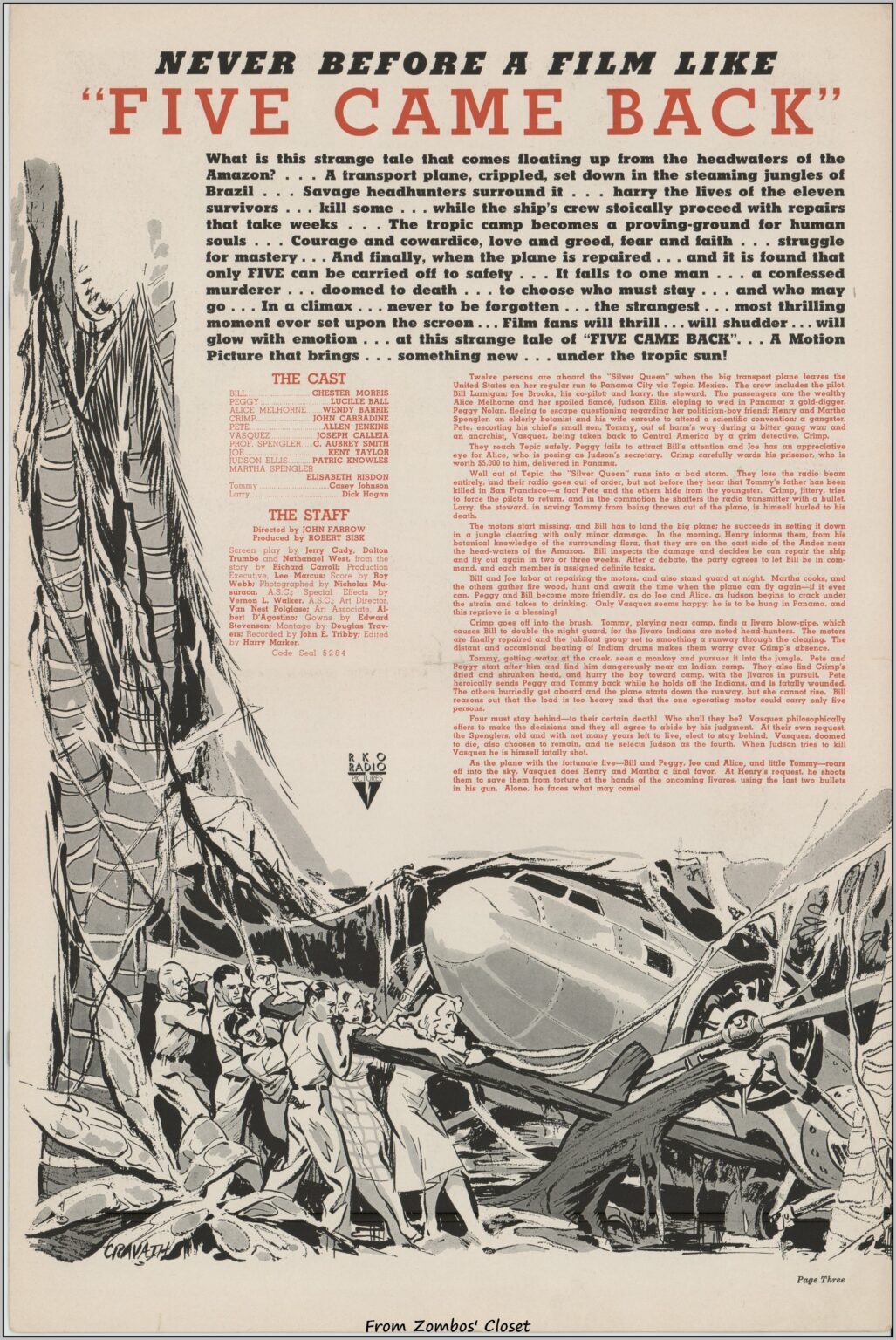 Five Came Back 1939 movie pressbook Five Came Back 1939 movie pressbook