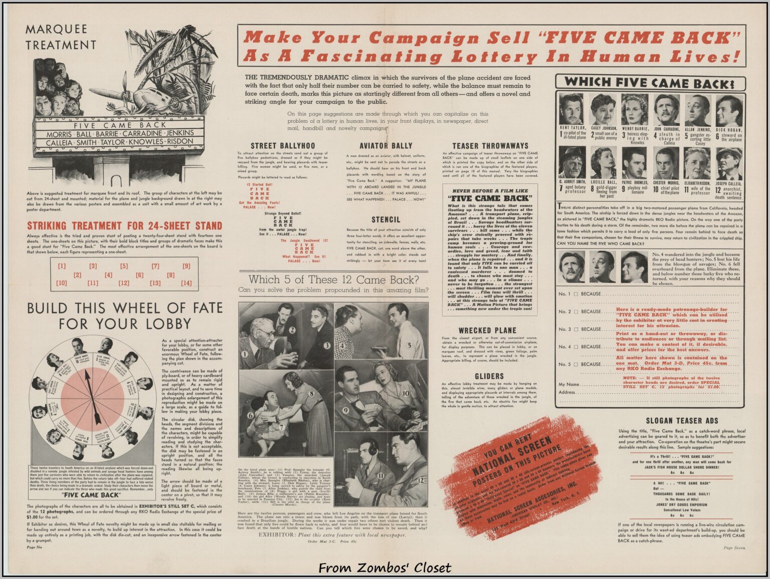Five Came Back 1939 movie pressbook Five Came Back 1939 movie pressbook