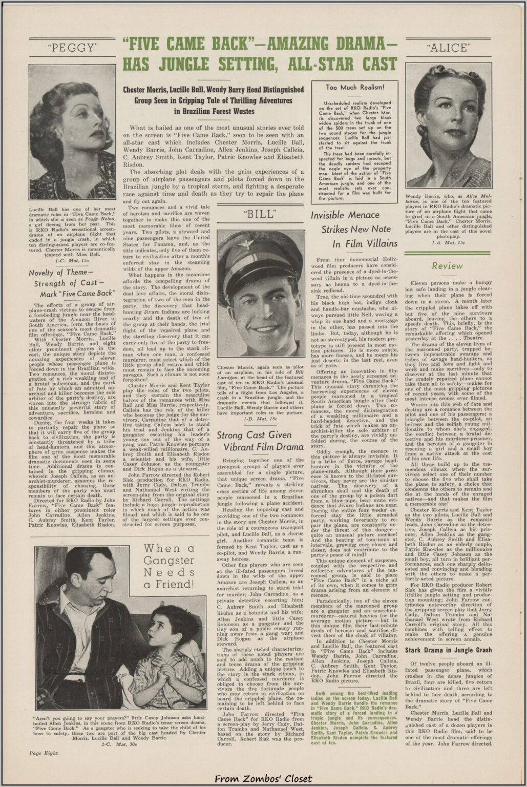 Five Came Back 1939 movie pressbook Five Came Back 1939 movie pressbook