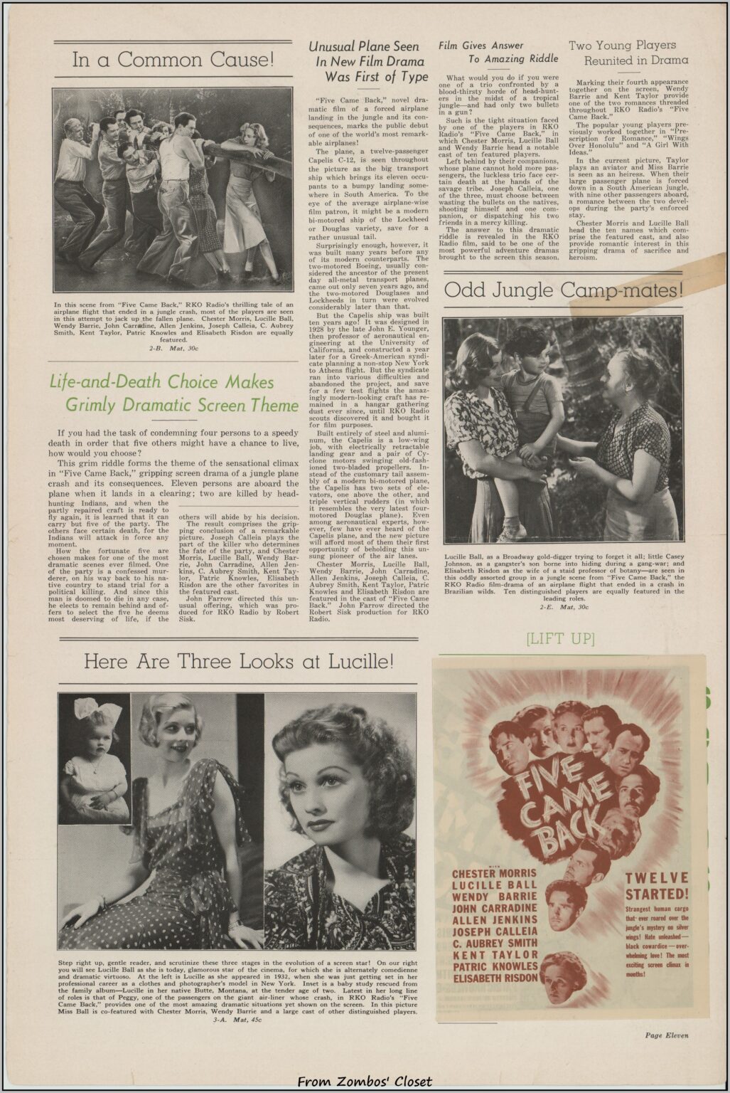 Five Came Back 1939 movie pressbook Five Came Back 1939 movie pressbook