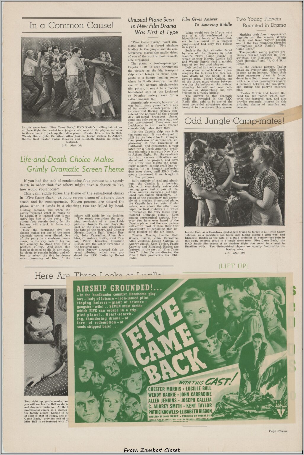 Five Came Back 1939 movie pressbook Five Came Back 1939 movie pressbook