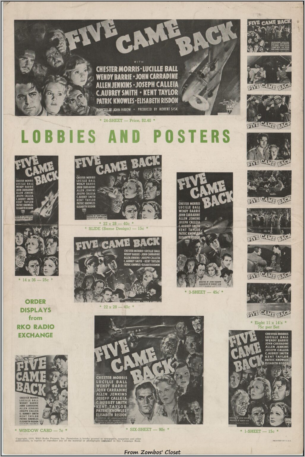 Five Came Back 1939 movie pressbook Five Came Back 1939 movie pressbook