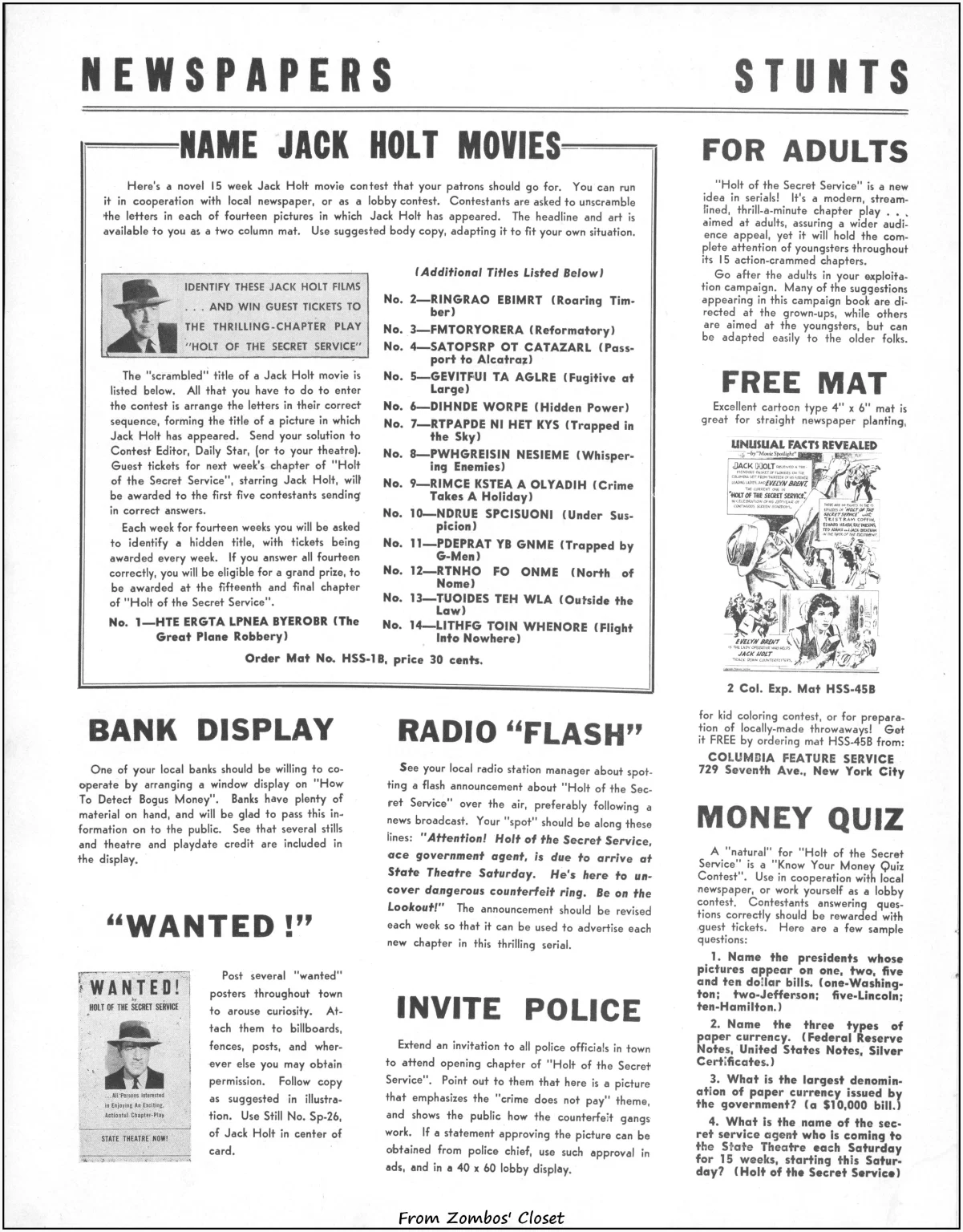 Holt of the Secret Service serial movie pressbook Holt of the Secret Service serial movie pressbook