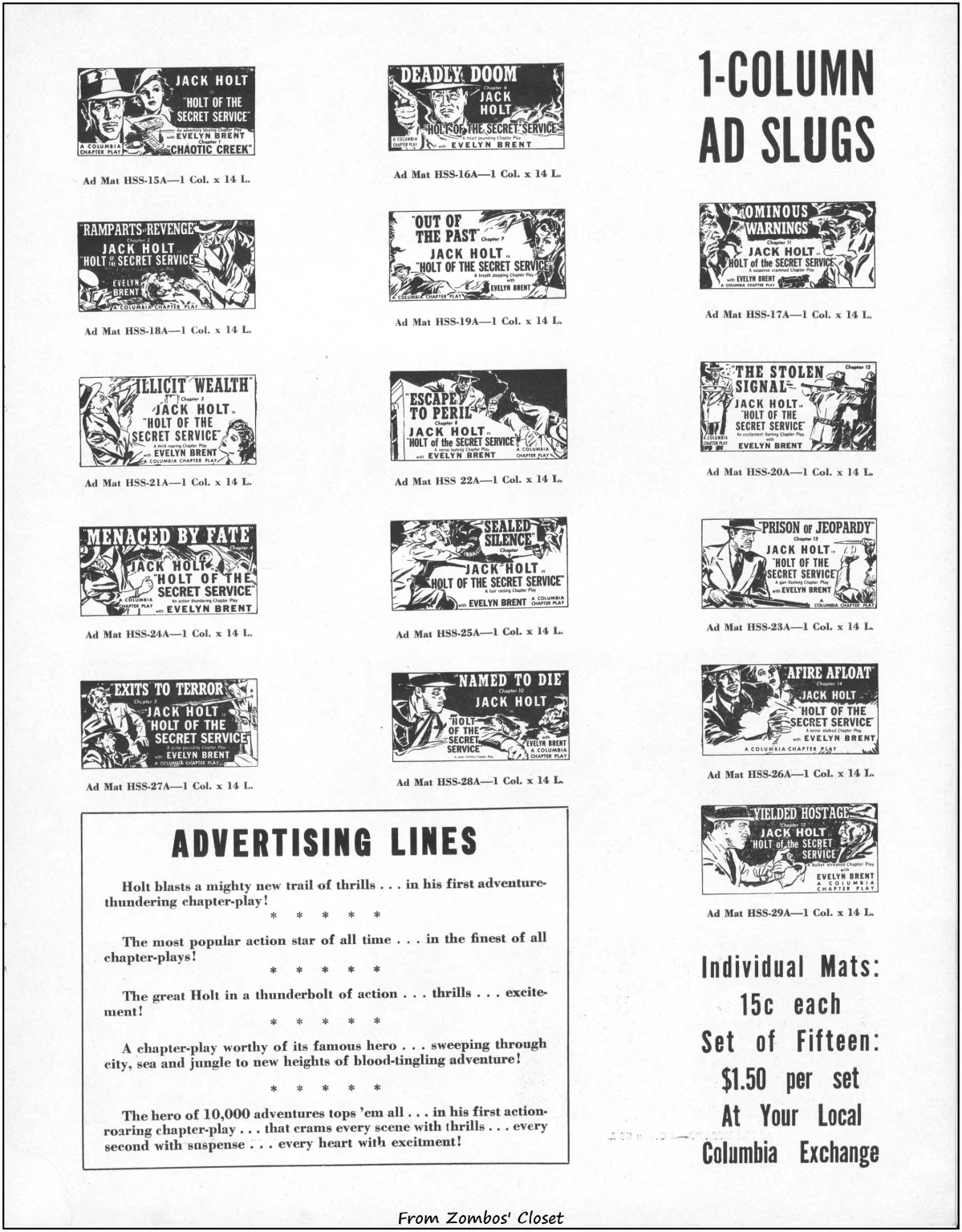 Holt of the Secret Service serial movie pressbook Holt of the Secret Service serial movie pressbook