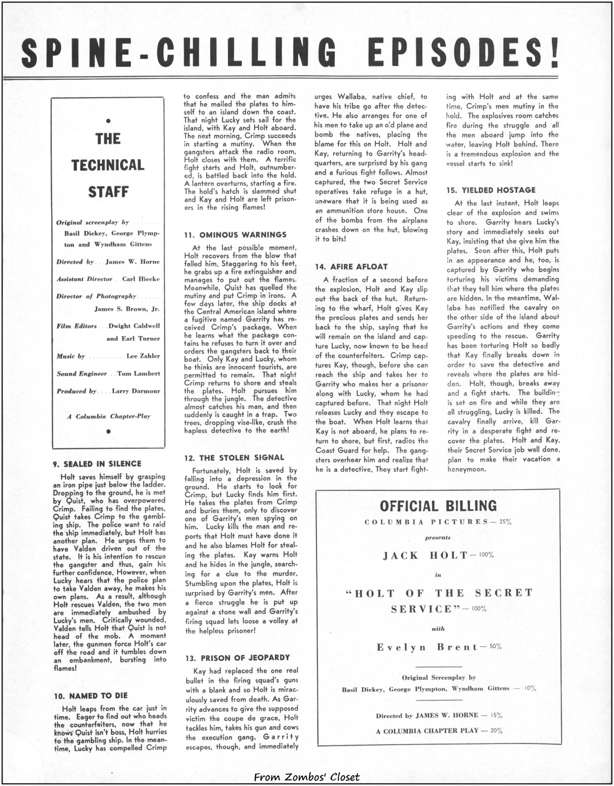 Holt of the Secret Service serial movie pressbook Holt of the Secret Service serial movie pressbook