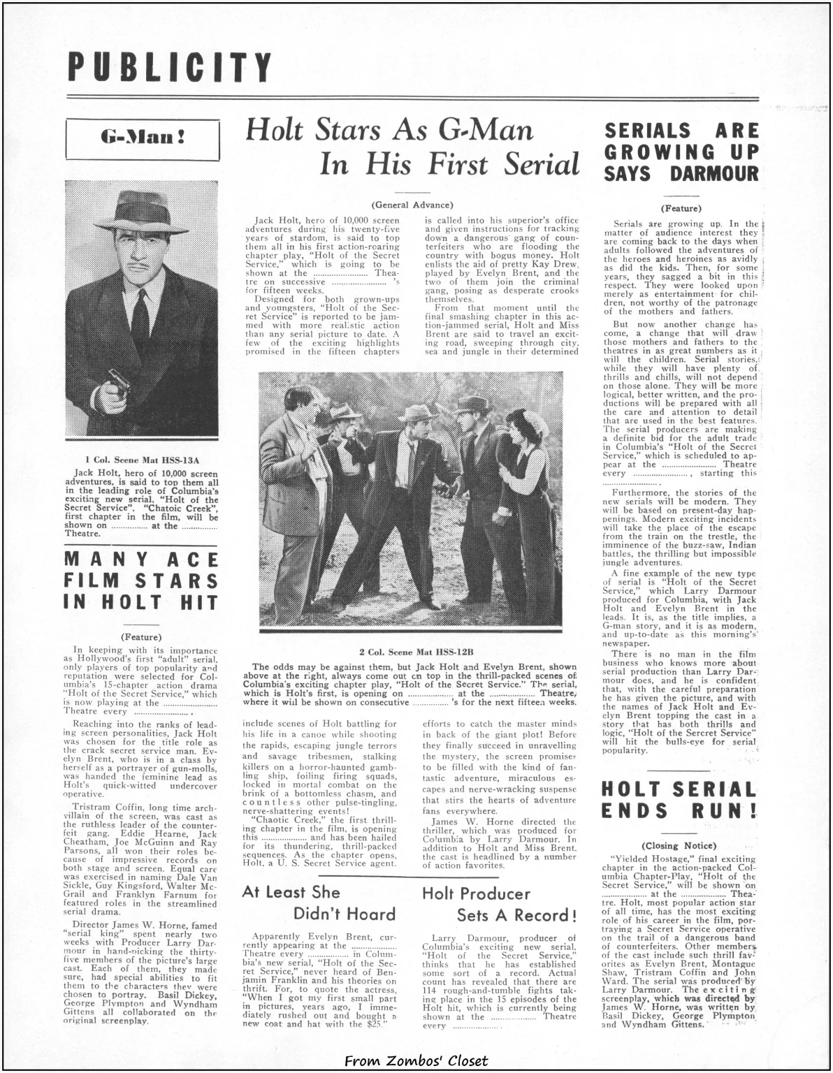 Holt of the Secret Service serial movie pressbook Holt of the Secret Service serial movie pressbook