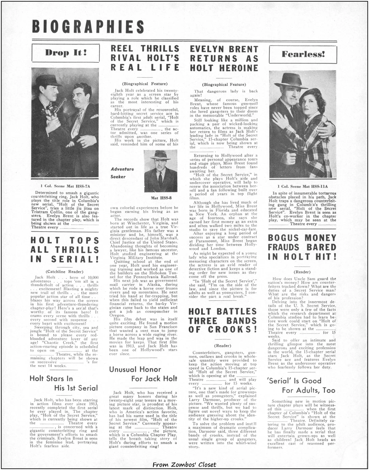 Holt of the Secret Service serial movie pressbook Holt of the Secret Service serial movie pressbook