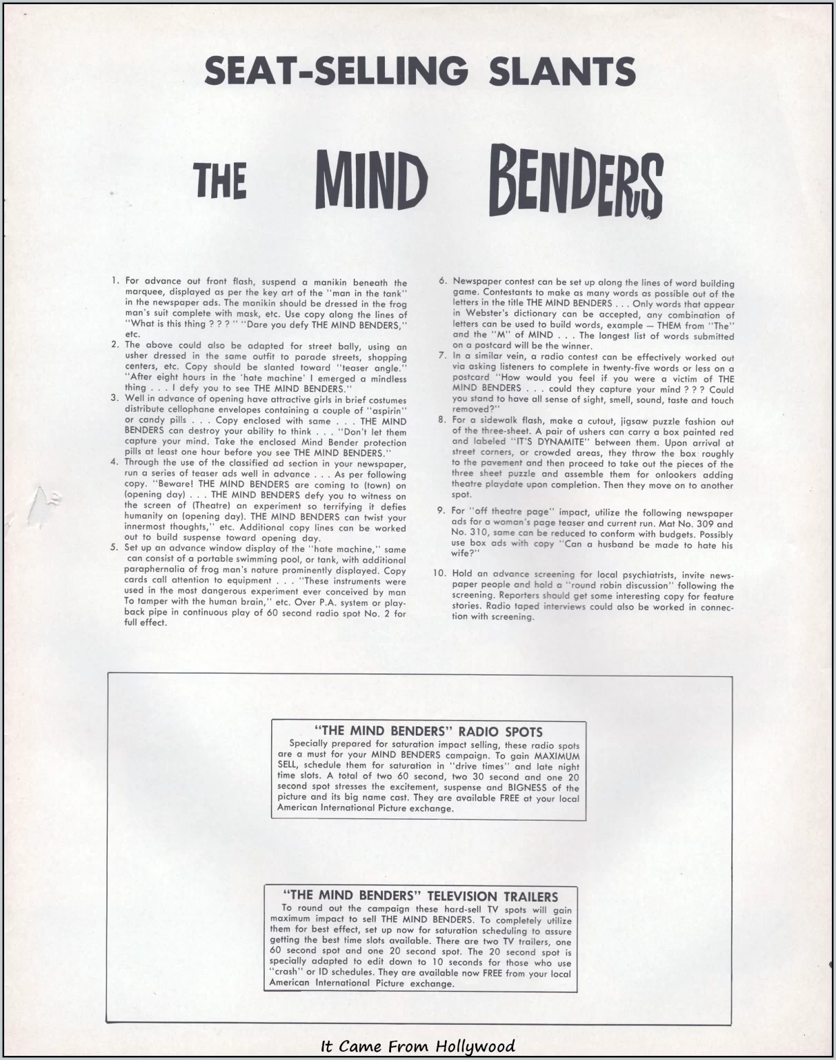 The Mind Benders 1963 Movie Pressbook page The Mind Benders 1963 Movie Pressbook page