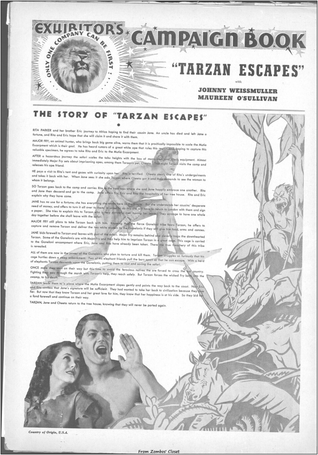 Tarzan Escapes 1936 movie pressbook