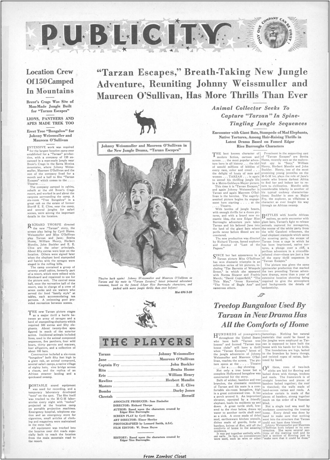 Tarzan Escapes 1936 movie pressbook
