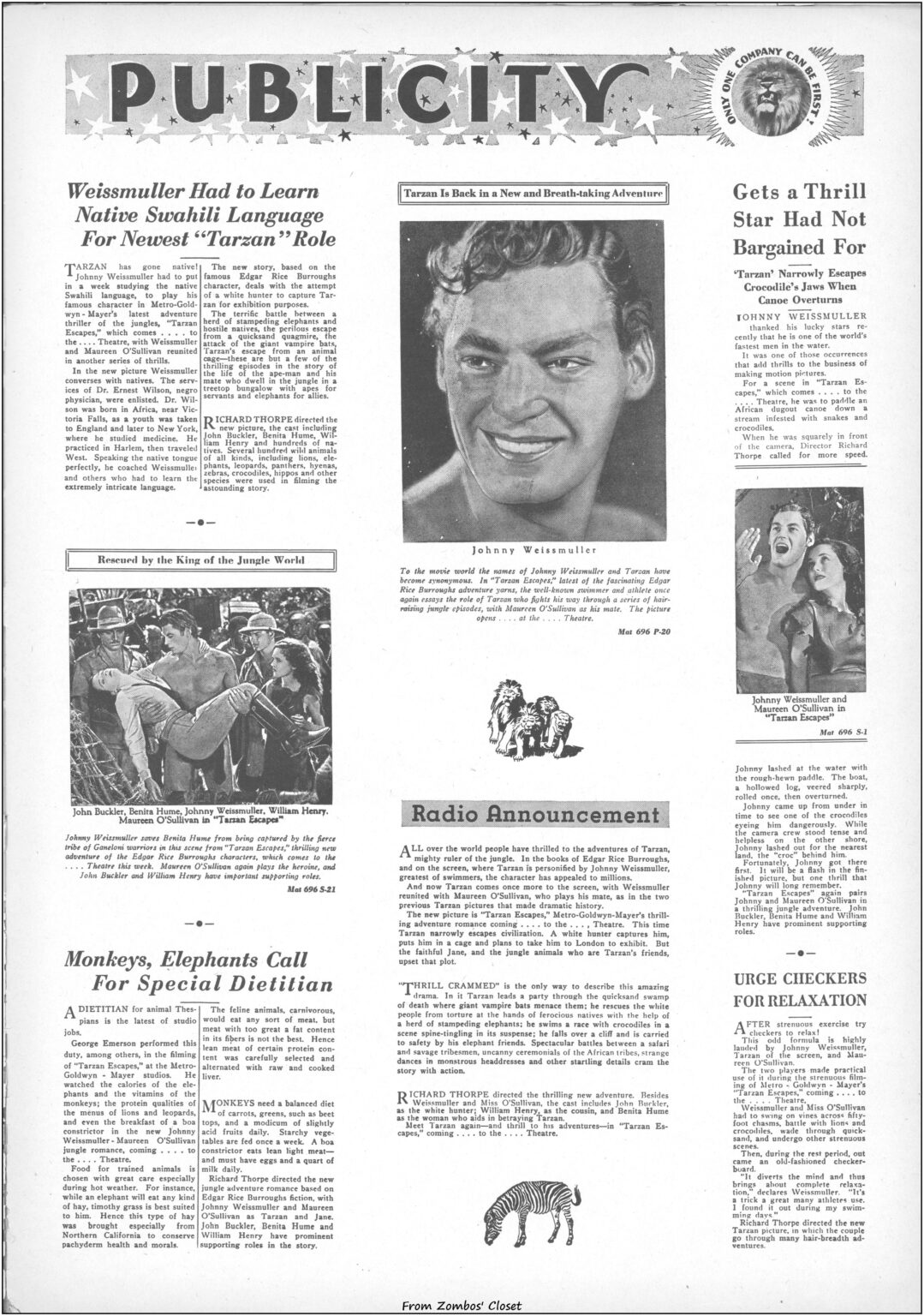 Tarzan Escapes 1936 movie pressbook