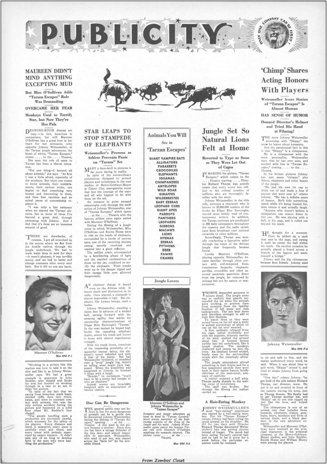 Tarzan Escapes 1936 movie pressbook