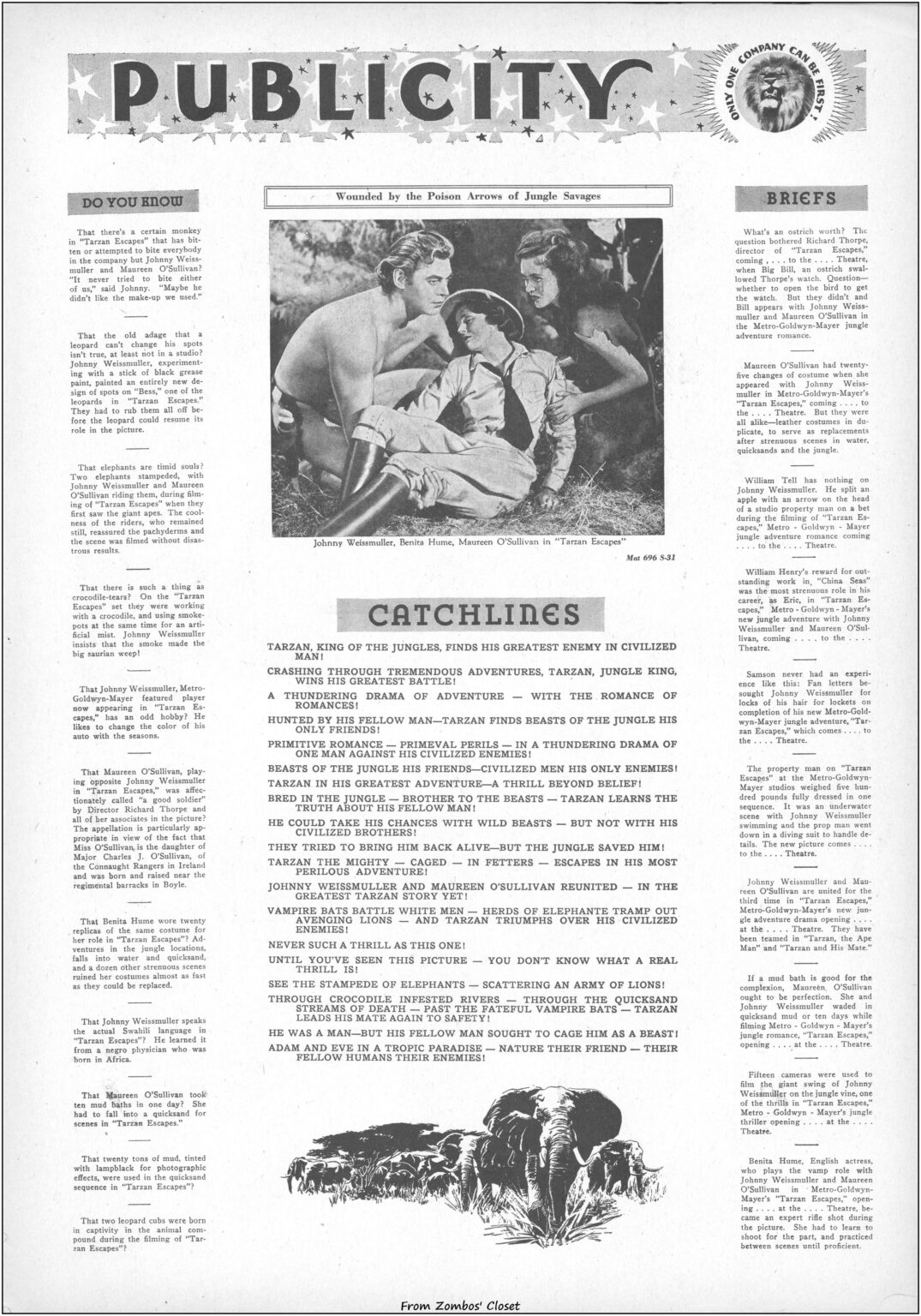 Tarzan Escapes 1936 movie pressbook