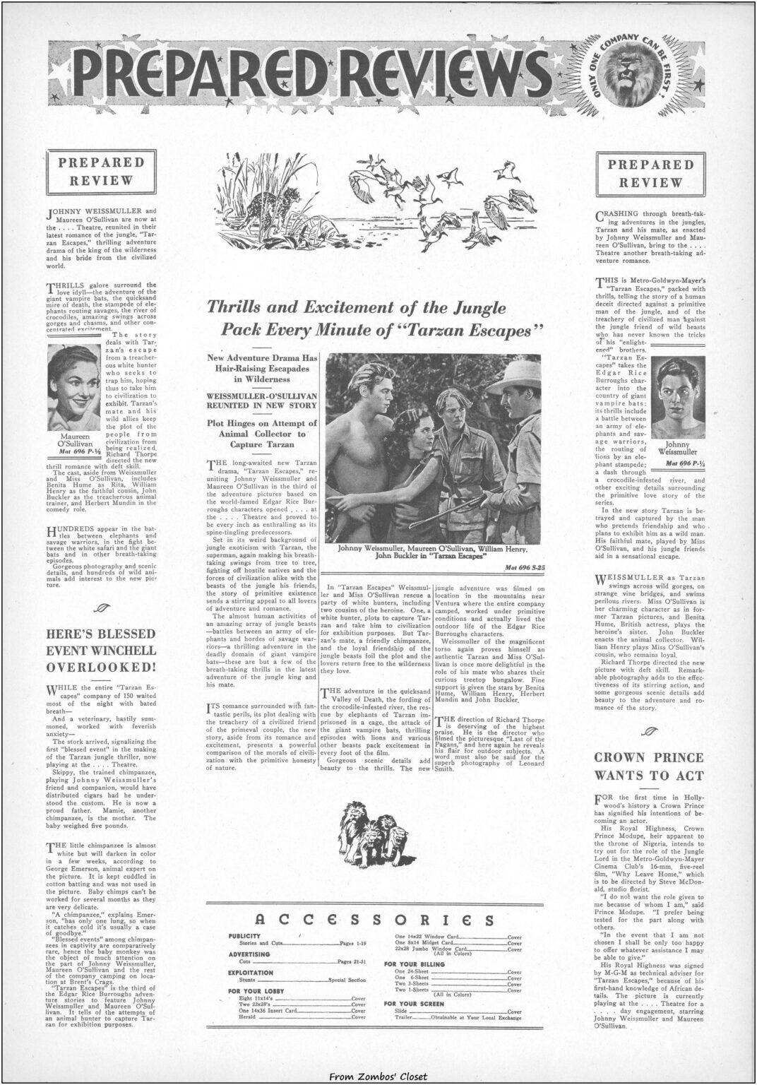 Tarzan Escapes 1936 movie pressbook