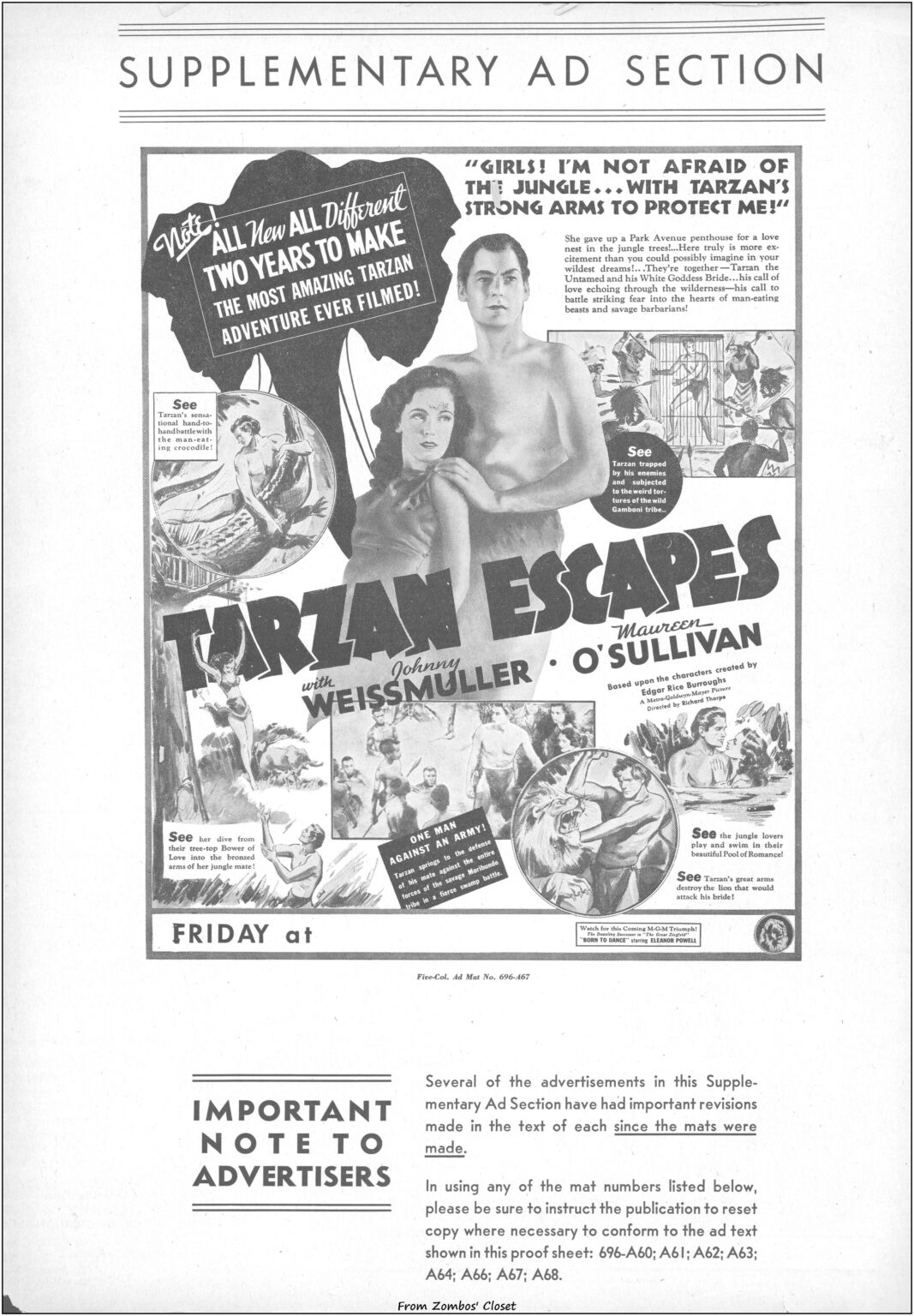Tarzan Escapes 1936 movie pressbook