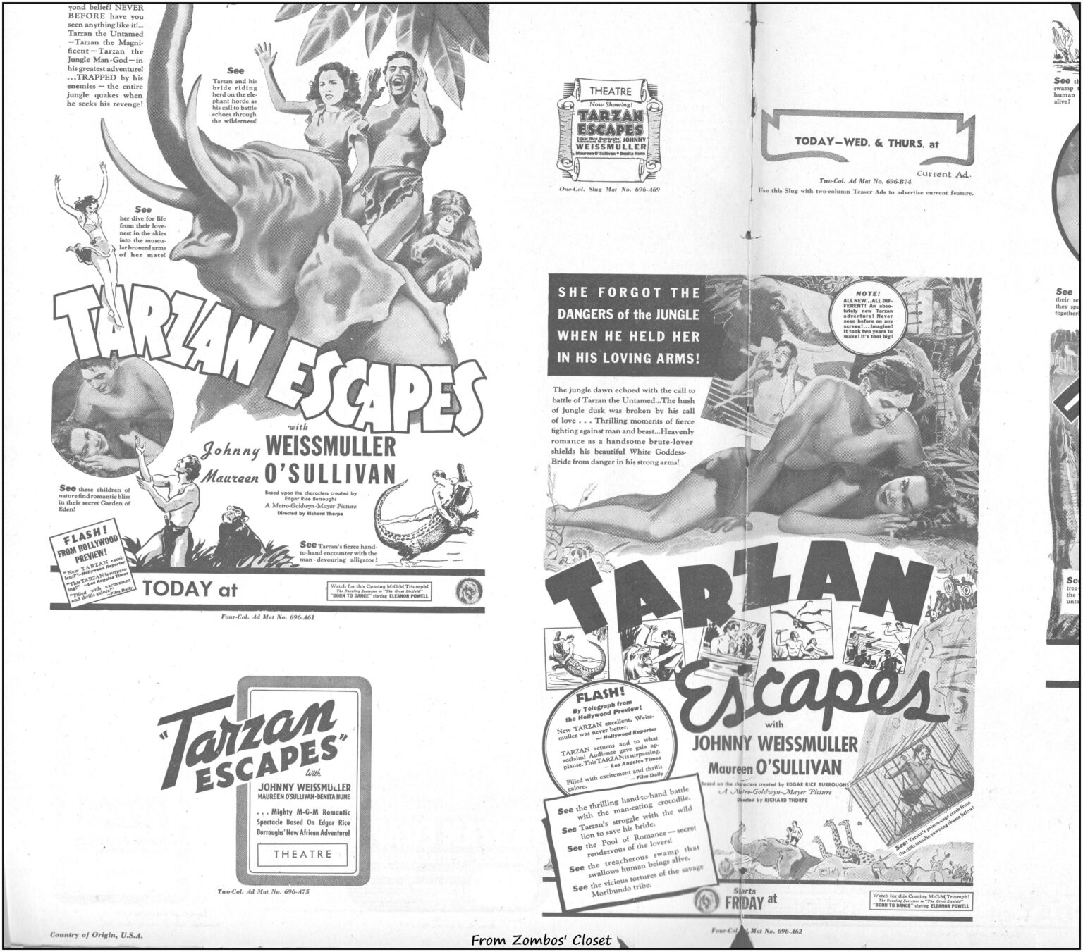 Tarzan Escapes 1936 movie pressbook