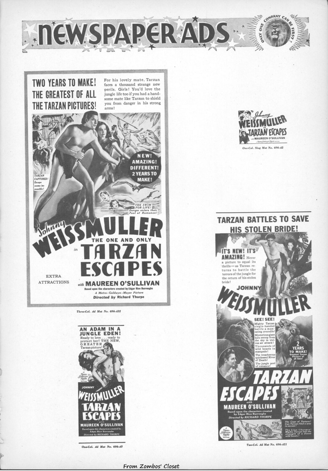 Tarzan Escapes 1936 movie pressbook