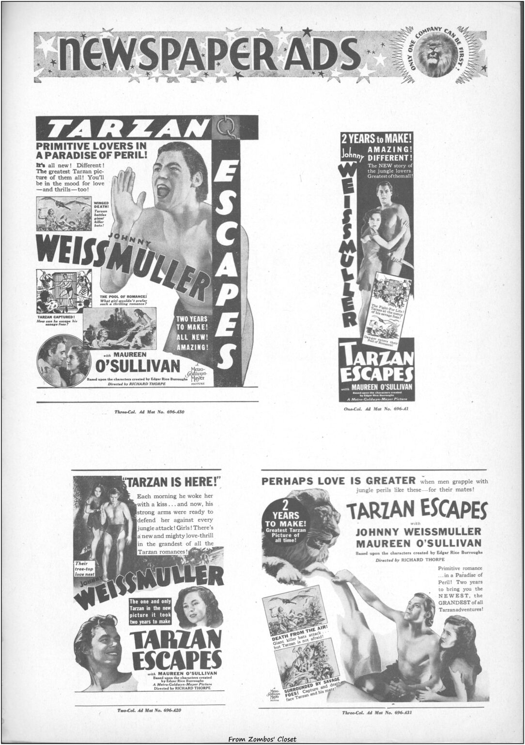 Tarzan Escapes 1936 movie pressbook