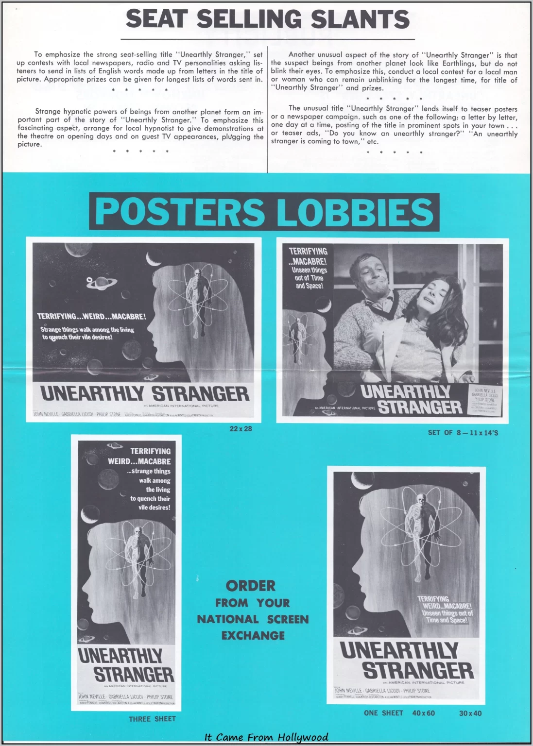 Unearthly Stranger movie pressbook Unearthly Stranger movie pressbook