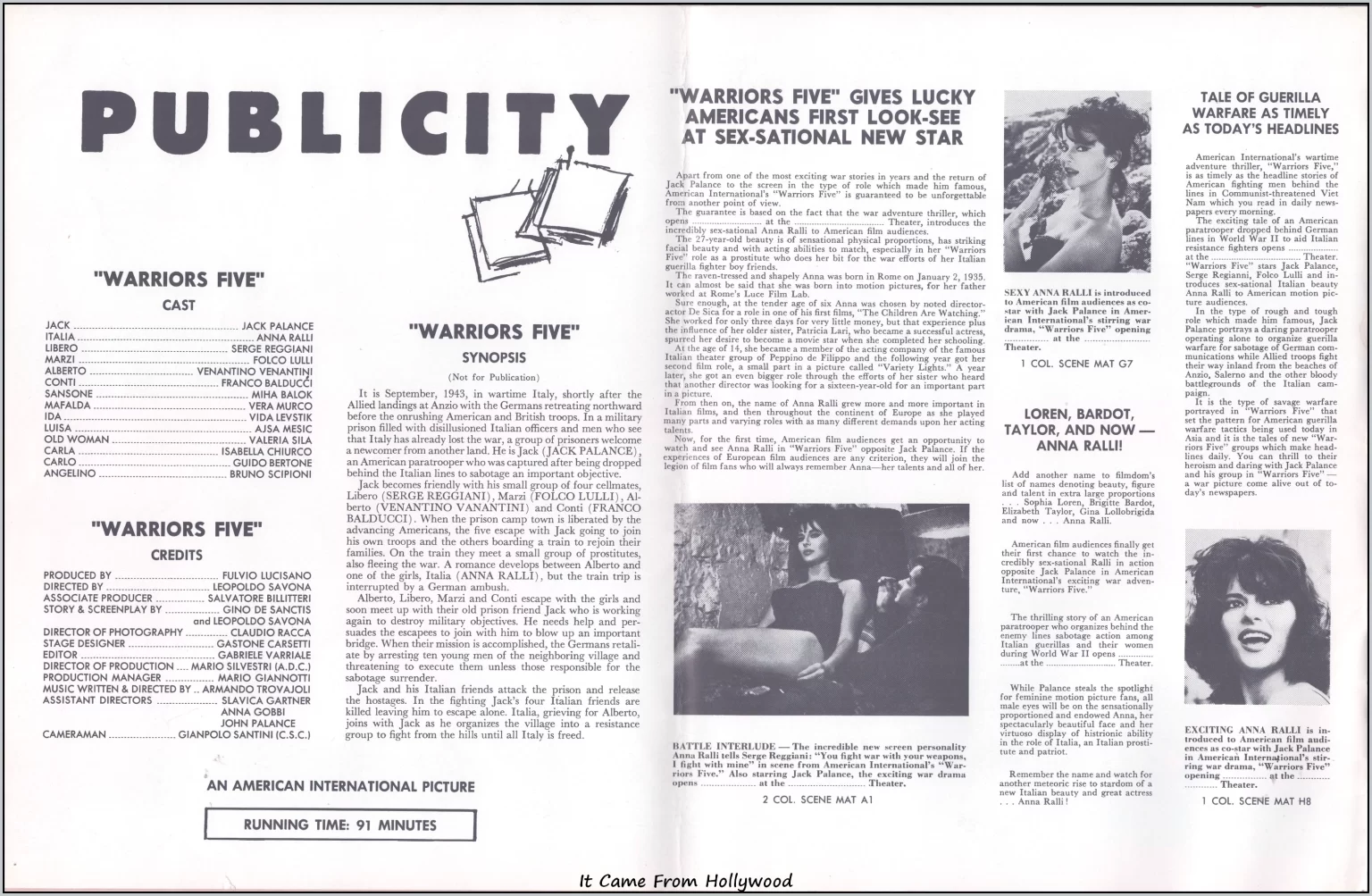 Warriors Five AIP movie pressbook Warriors Five AIP movie pressbook