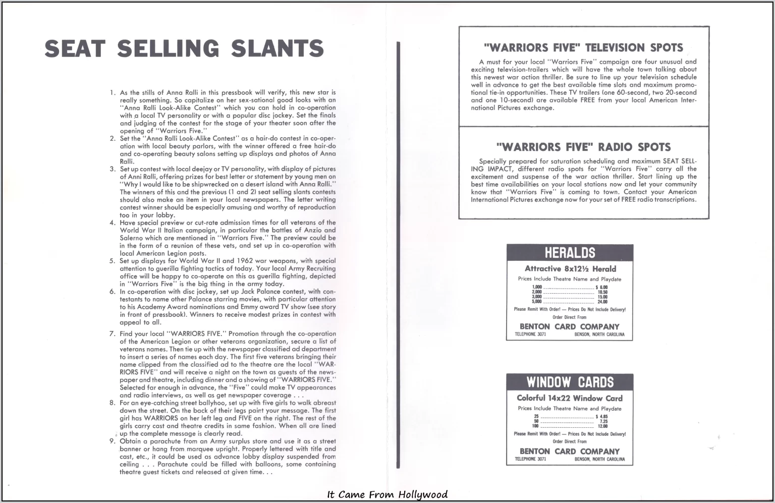 Warriors Five AIP movie pressbook Warriors Five AIP movie pressbook