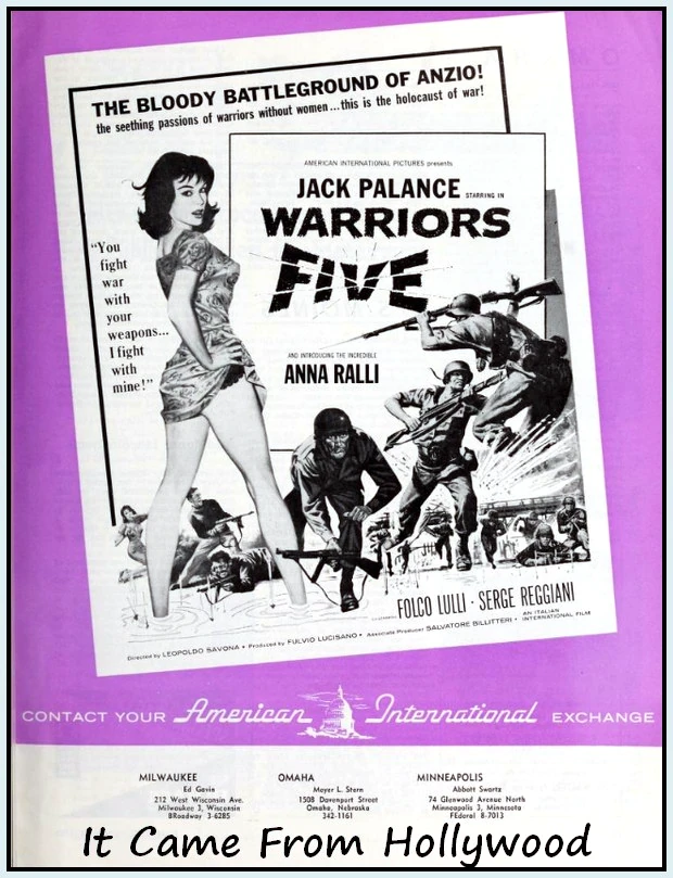 Warriors Five AIP movie exchange advert Warriors Five AIP movie exchange advert