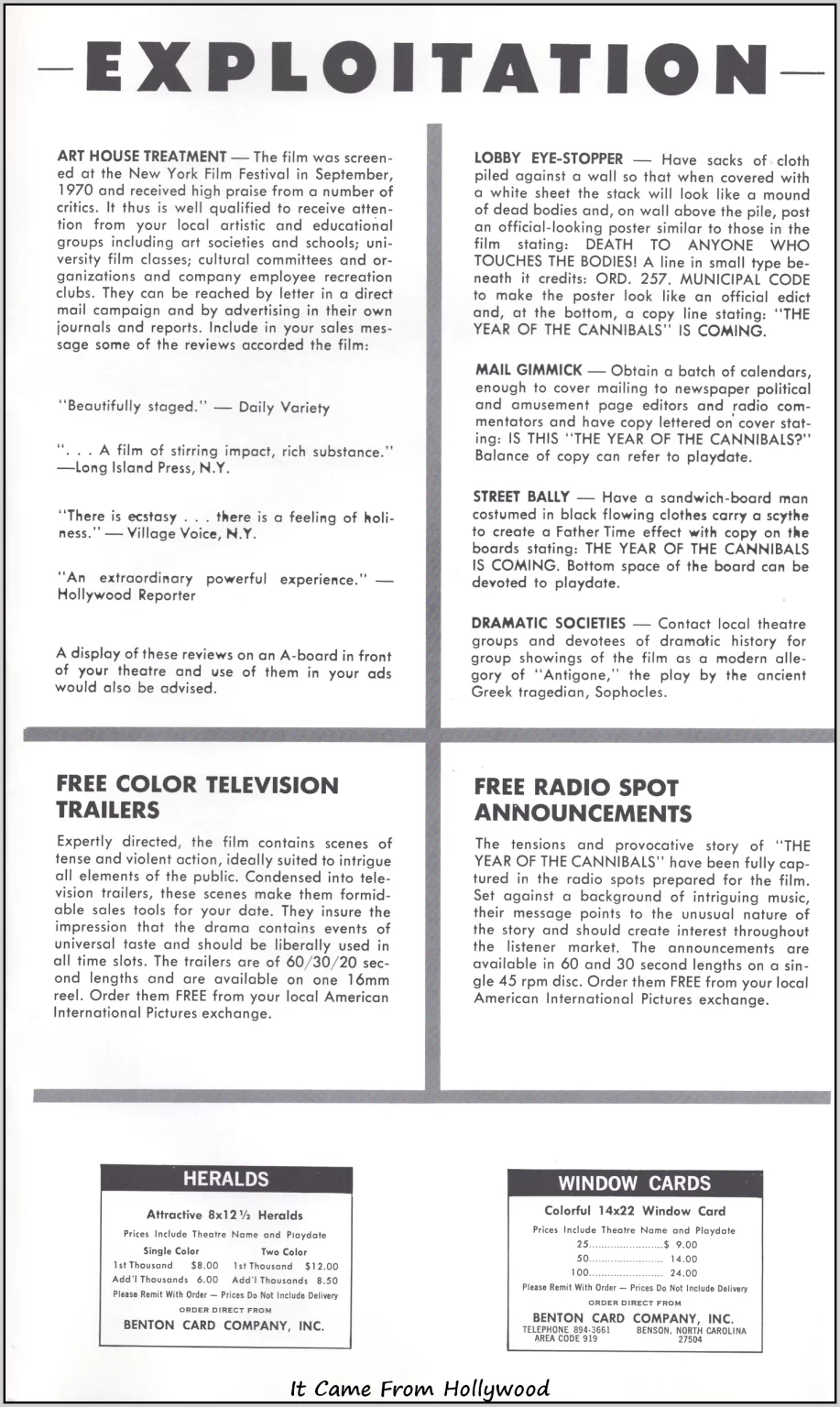 Year of the Cannibals Pressbook Year of the Cannibals Pressbook